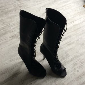 Lace up high heel boots!